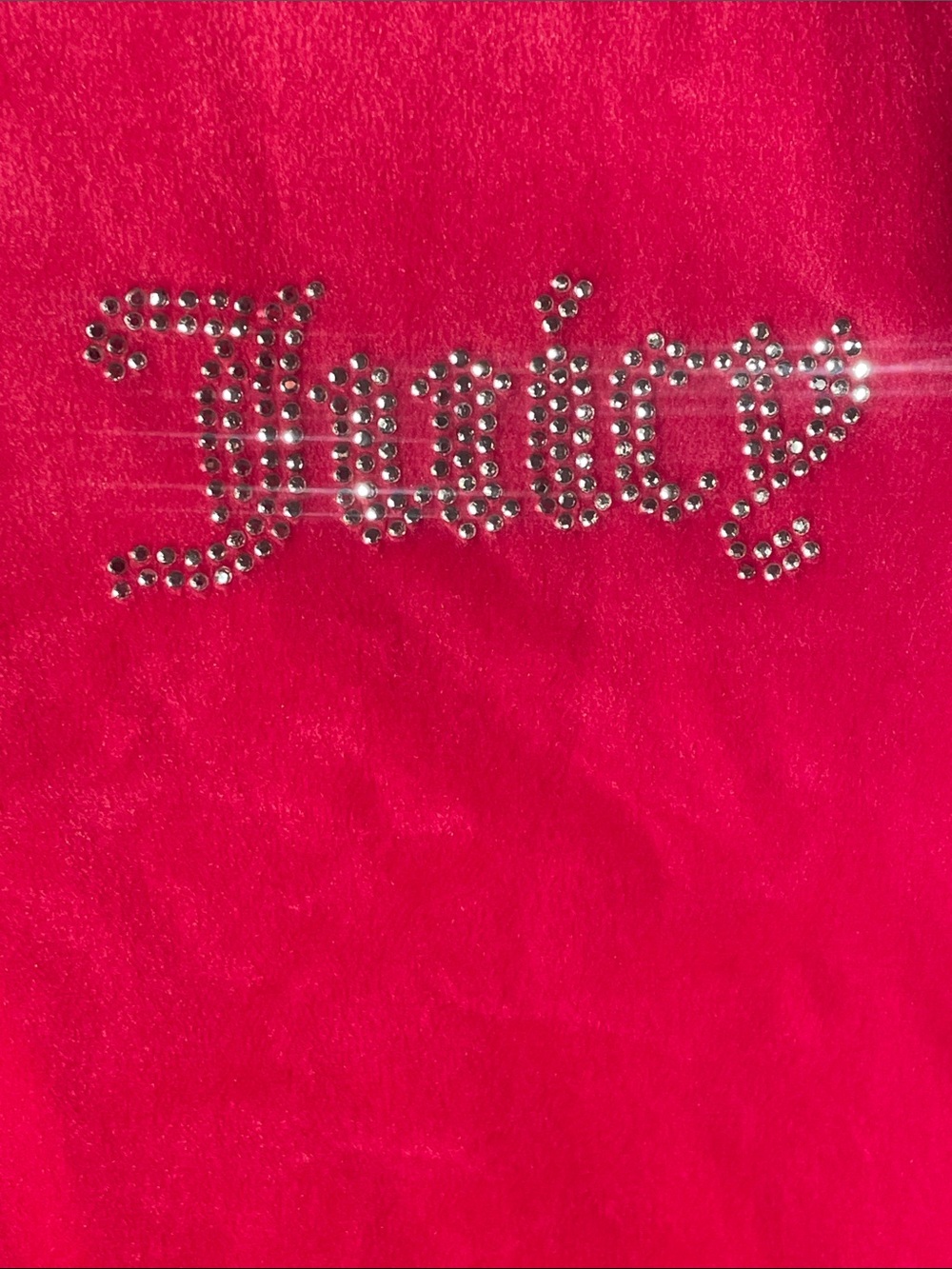 Juicy Couture Bright Pink Velour Logo Top with Rhinestones